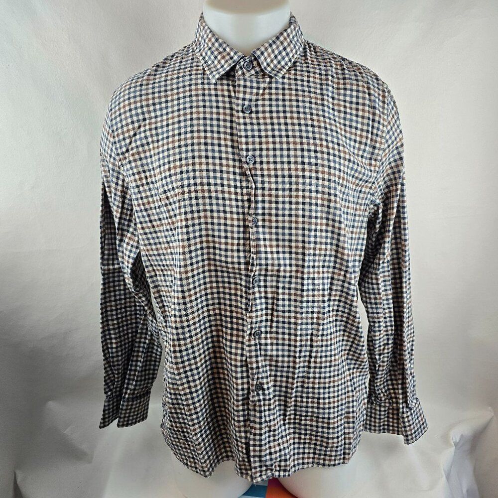 Porter + Ash Shirt Mens Large Button Up Gingham Check Long Sleeve Casual Preppy